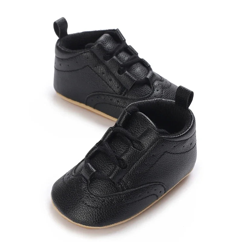 Baby Boys’ Moccasins – White Soft-Sole Non-Slip First-Step Shoes