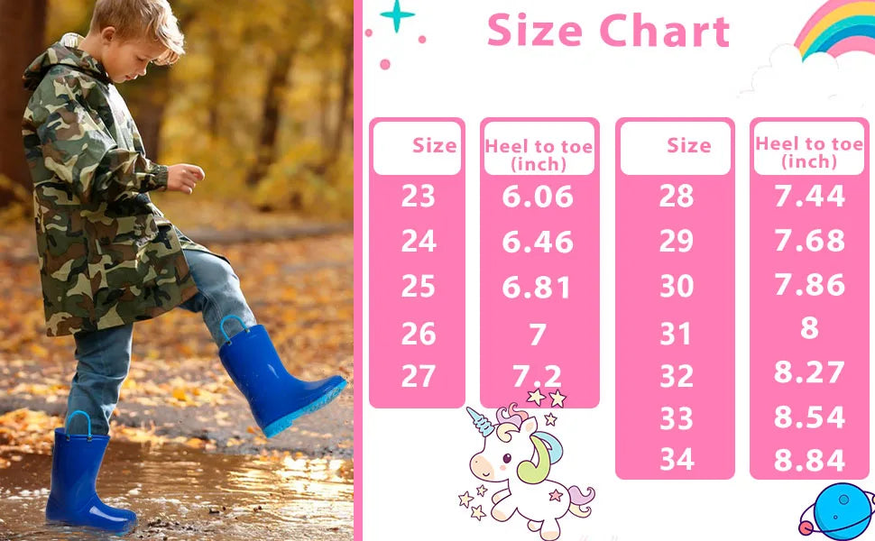 Kids Waterproof Rain Boots – Non-Slip Outdoor Rubber Shoes