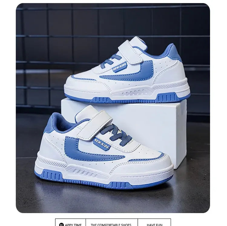 Kids’ Running Sneakers – Leather & Mesh, Non-Slip Shoes