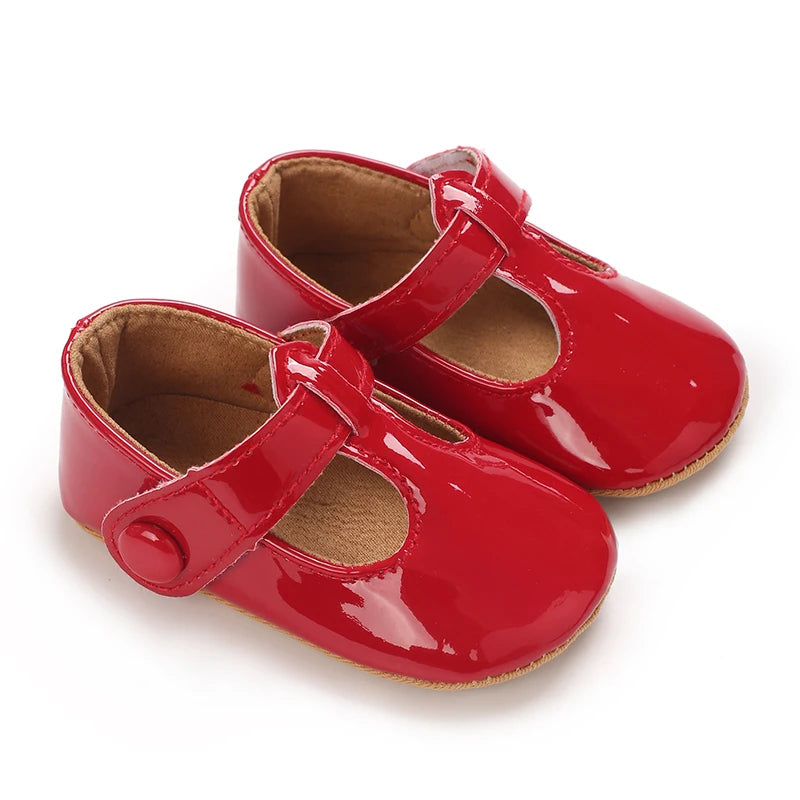 Baby Mary Jane Shoes (0–18M) – PU First Walkers with Bowknot