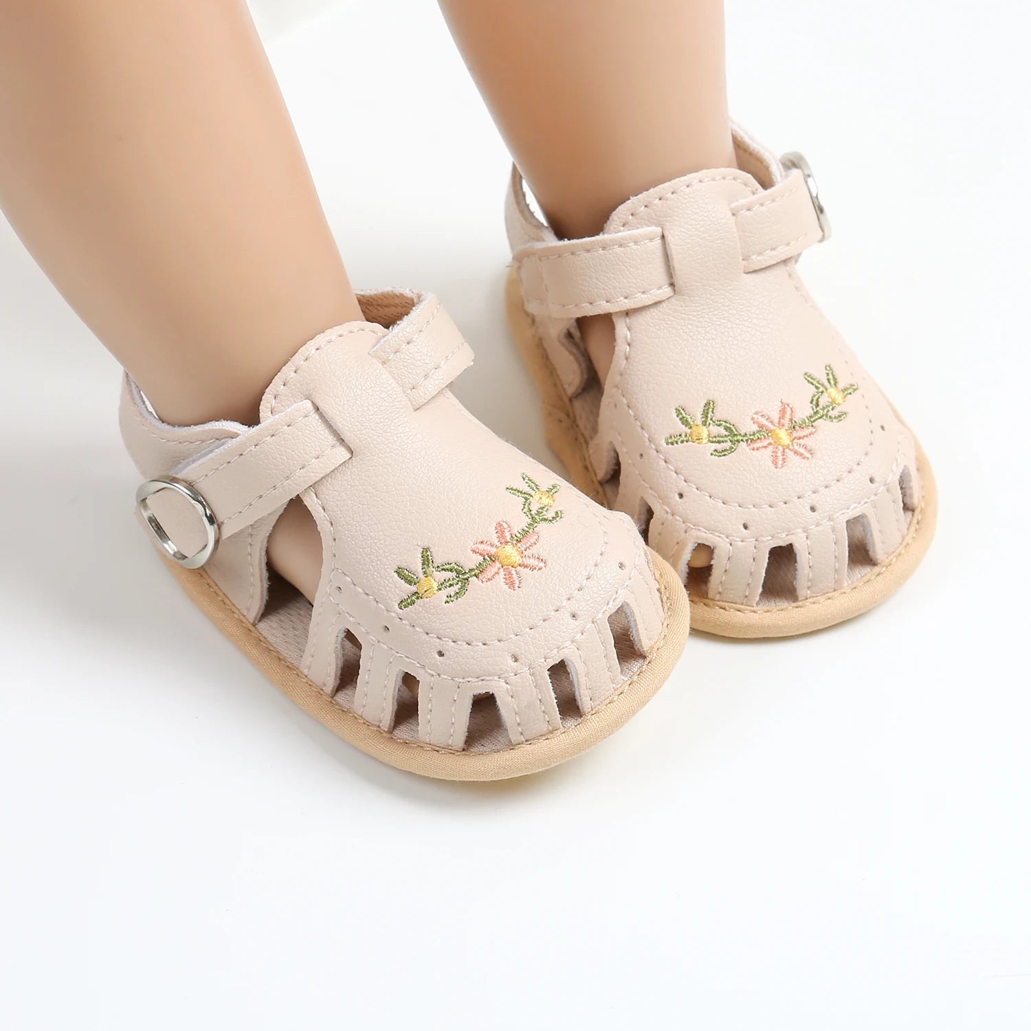 Baby Girl Summer Sandals – Breathable Lightweight Floral Wrap-Toe Shoes