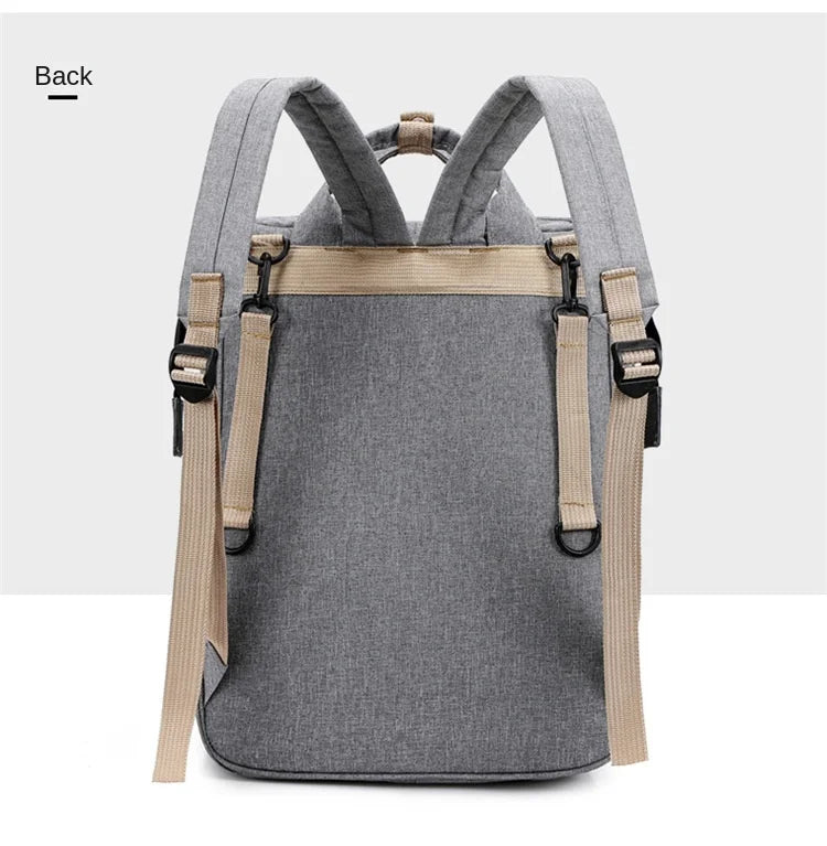Mommy Diaper Bag – Baby Bed, Milk Bottle Storage & Changing Mat Backpack for Nursing Moms