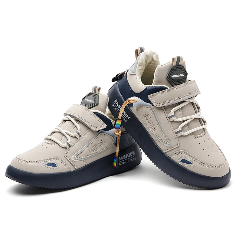 Kids’ Leather Sneakers – Casual, Non-Slip Running Shoes