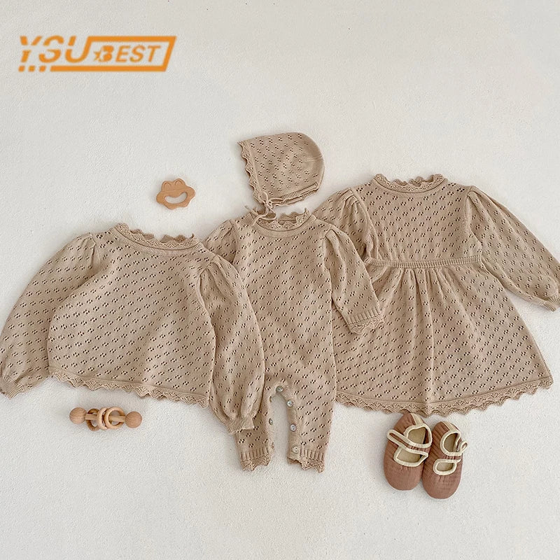 Baby Girl Knit Romper & Dress Top (0–12M)