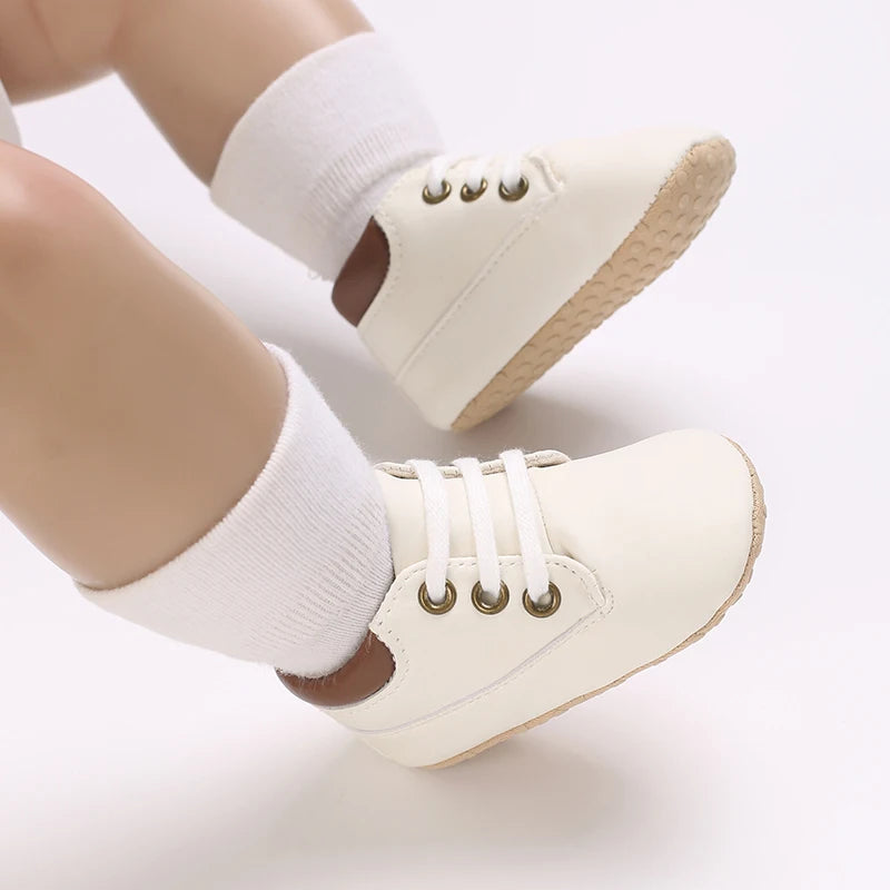 Baby Walking Shoes (0–18M) – Lace-Up Casual Flat Sneakers