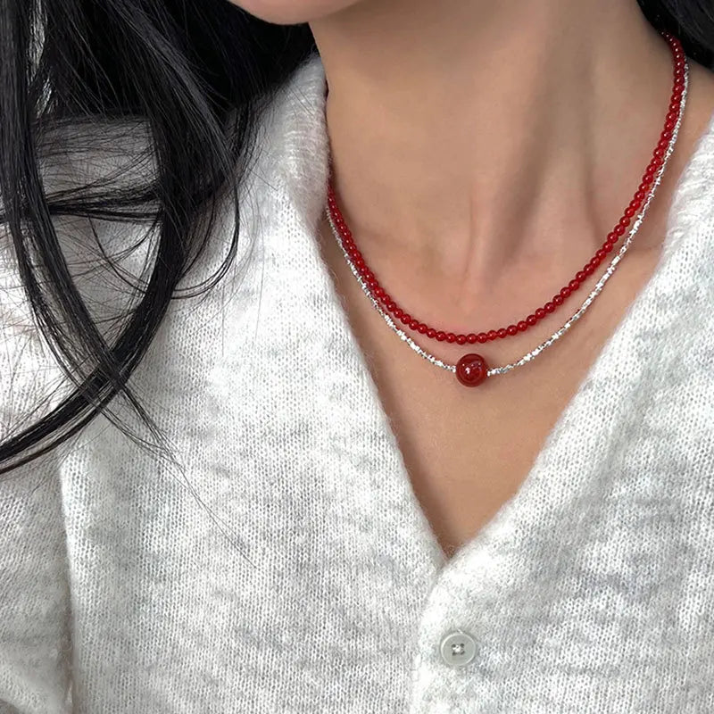 Red Agate Heart Necklace