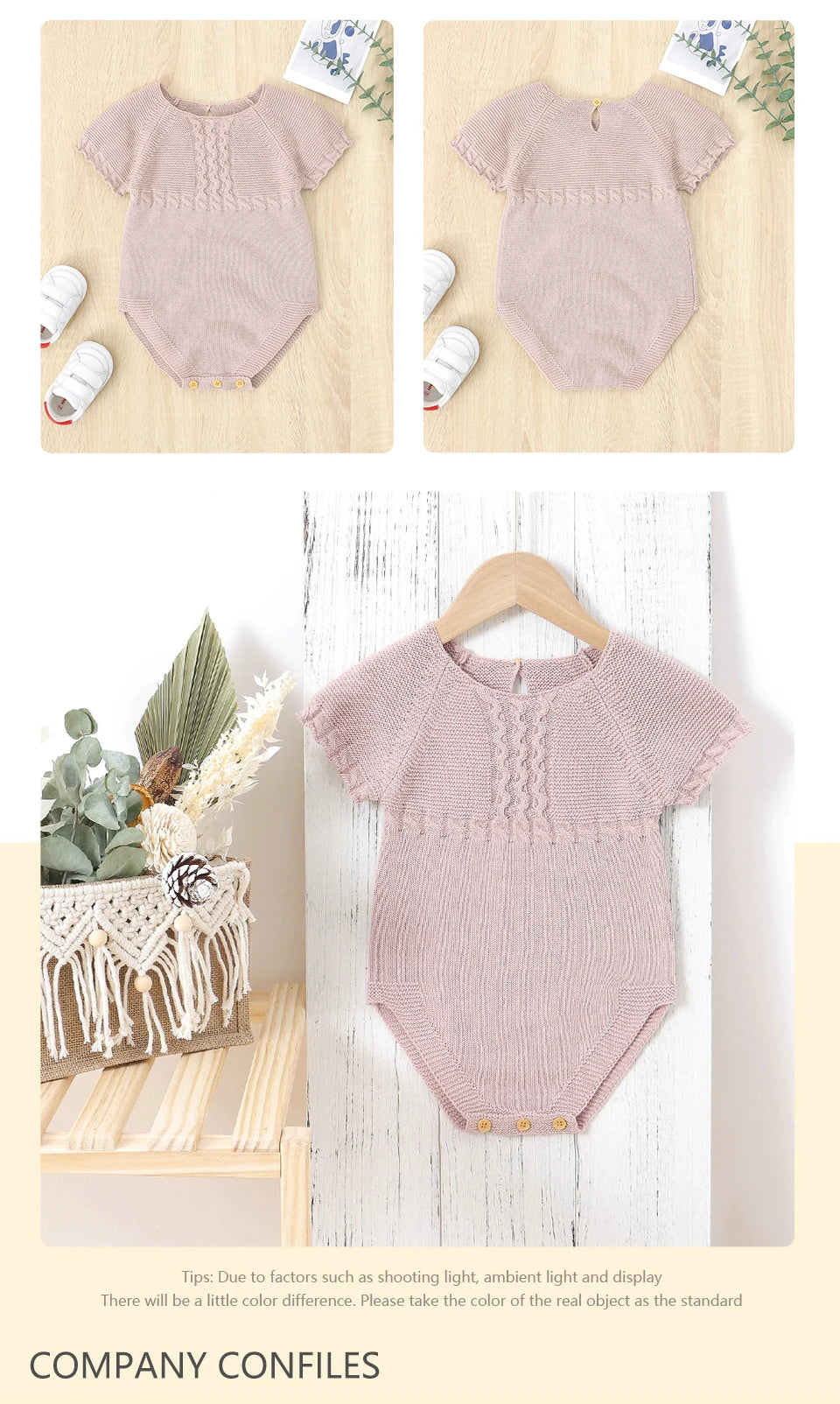 Baby Girl Summer Bodysuit, Solid Muslin Romper 1–18M