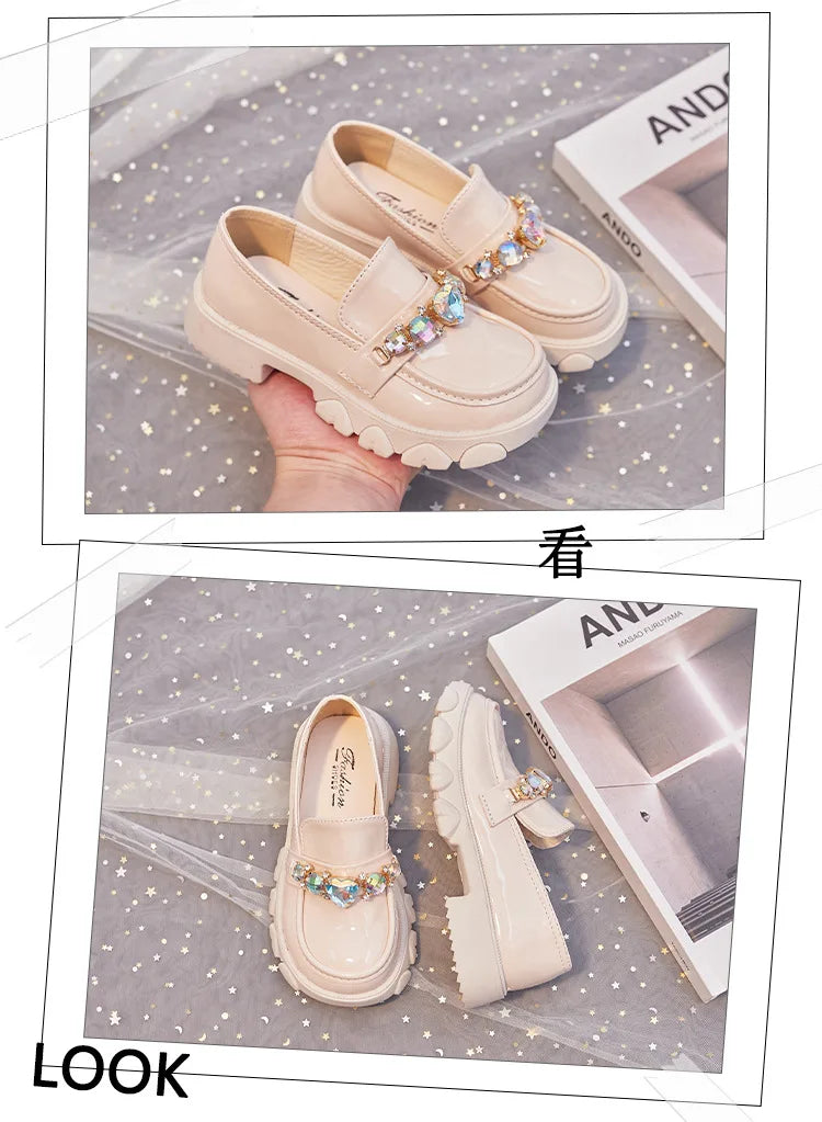Girls’ Leather Princess Shoes – Low-Heeled Wedding Shoes