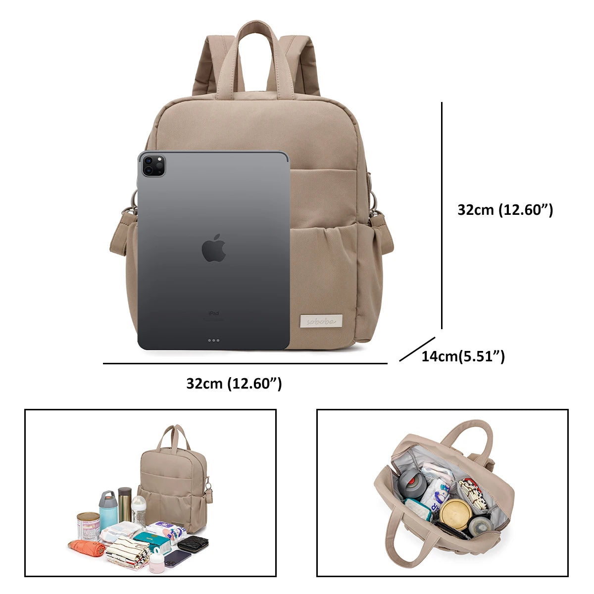 Soboba Waterproof Diaper Backpack – Large Capacity, Multi-Functional Mommy Bag for Travel & Outings