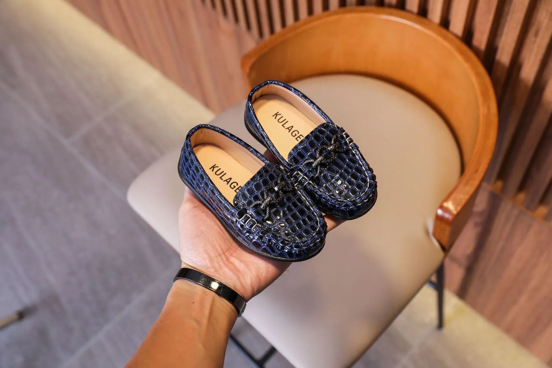 Kids’ Leather Loafers – Casual Slip-On Moccasins (21–30)