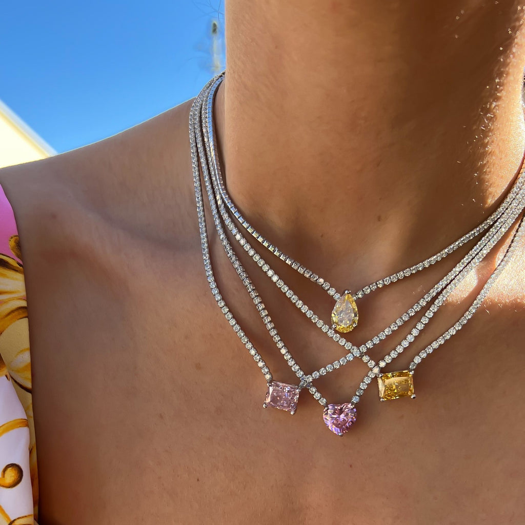 Stainless Steel Tennis Zircon Necklace