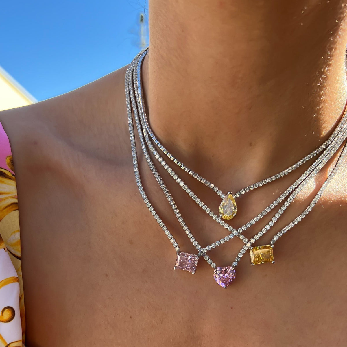 Stainless Steel Tennis Zircon Necklace