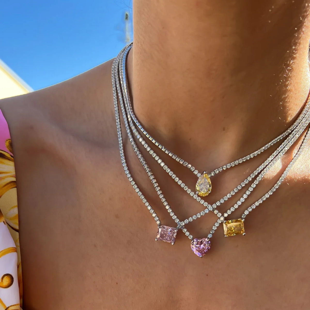 Stainless Steel Tennis Zircon Necklace