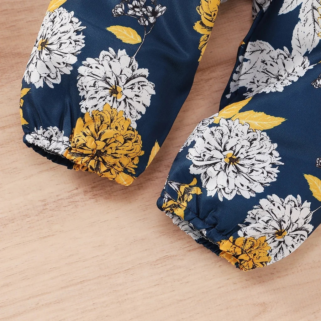 Body suit & Floral Pants with Bow & Headband 3PCS Outfits for 0-18 M