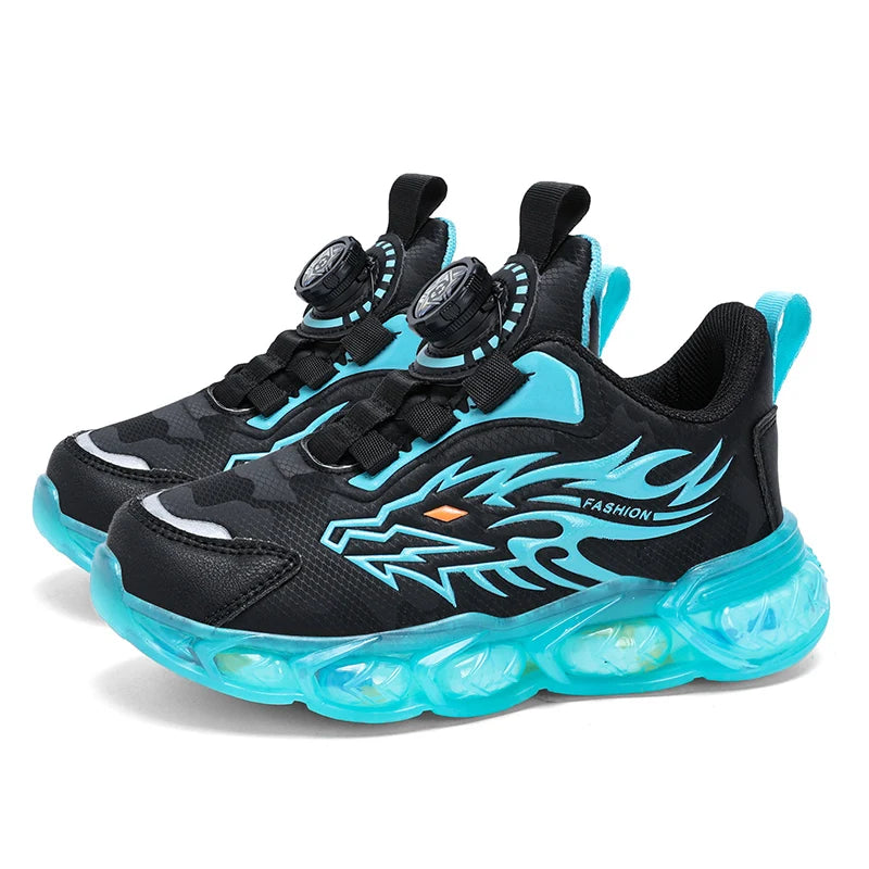 Kids Leather Sneakers – Lightweight Non-Slip Dragon Pattern Shoes (Size 28–39)