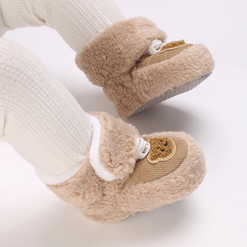 Baby Winter Cotton Shoes (0–1Y) – Thick Warm Teddy Bear Walking Shoes