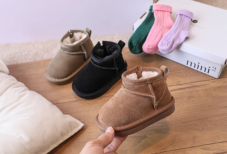 Baby Winter Snow Boots – Leather Plush Non-Slip Toddler Shoes