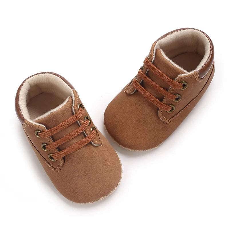 Baby Walking Shoes (0–18M) – Lace-Up Casual Flat Sneakers
