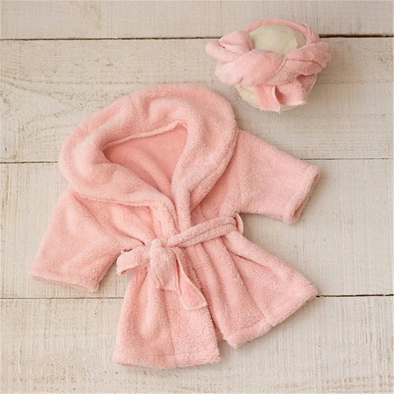 Baby Photo Props Bathrobe with Belt Bath Towel Set