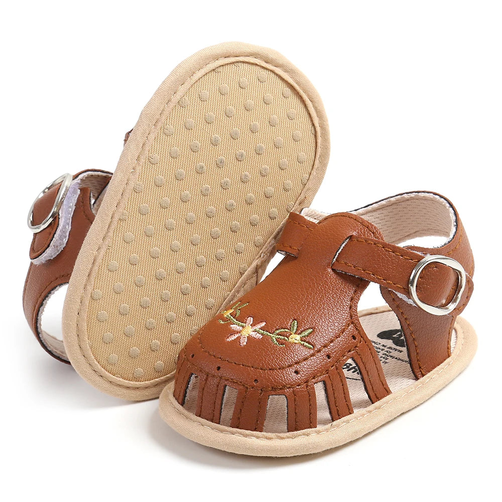 Baby Girl Summer Sandals – Breathable Lightweight Floral Wrap-Toe Shoes