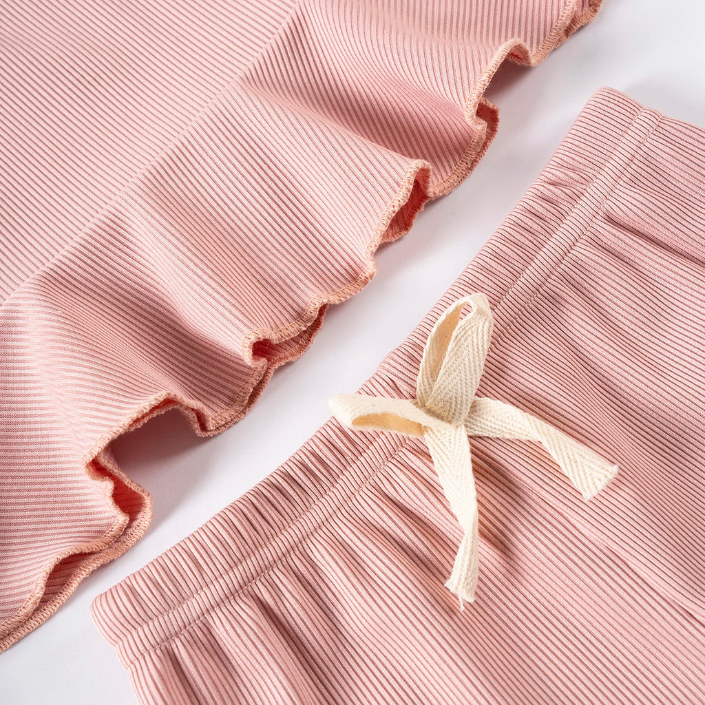 2pcs Camisole Bow Tops & Casual Shorts Set Cute Small Fresh Style Daily