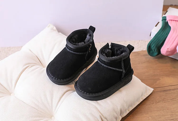 Baby Winter Snow Boots – Leather Plush Non-Slip Toddler Shoes