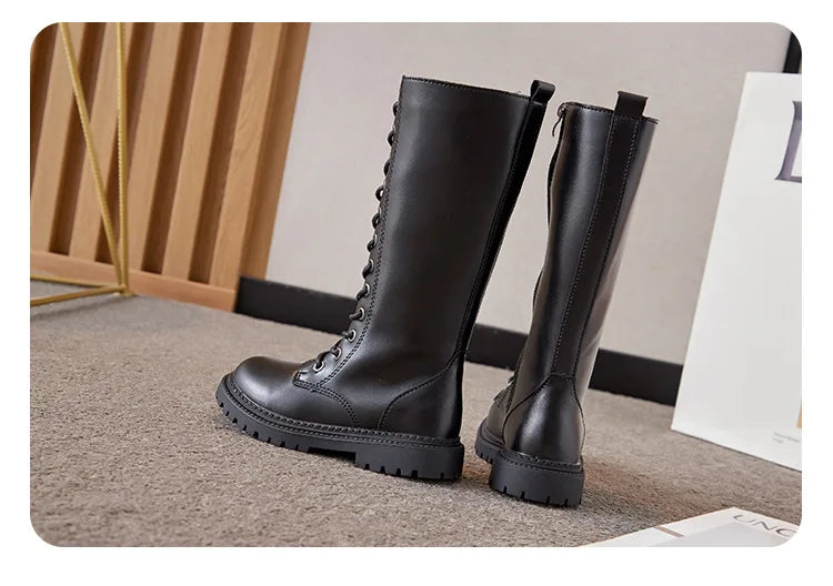 Girls’ Padded High-Top Boots – Warm Lace-Up Princess Shoes