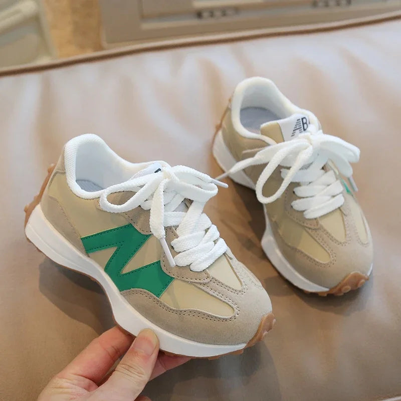 Kids Spring Leather Sneakers – Soft Sole Non-Slip Casual Shoes