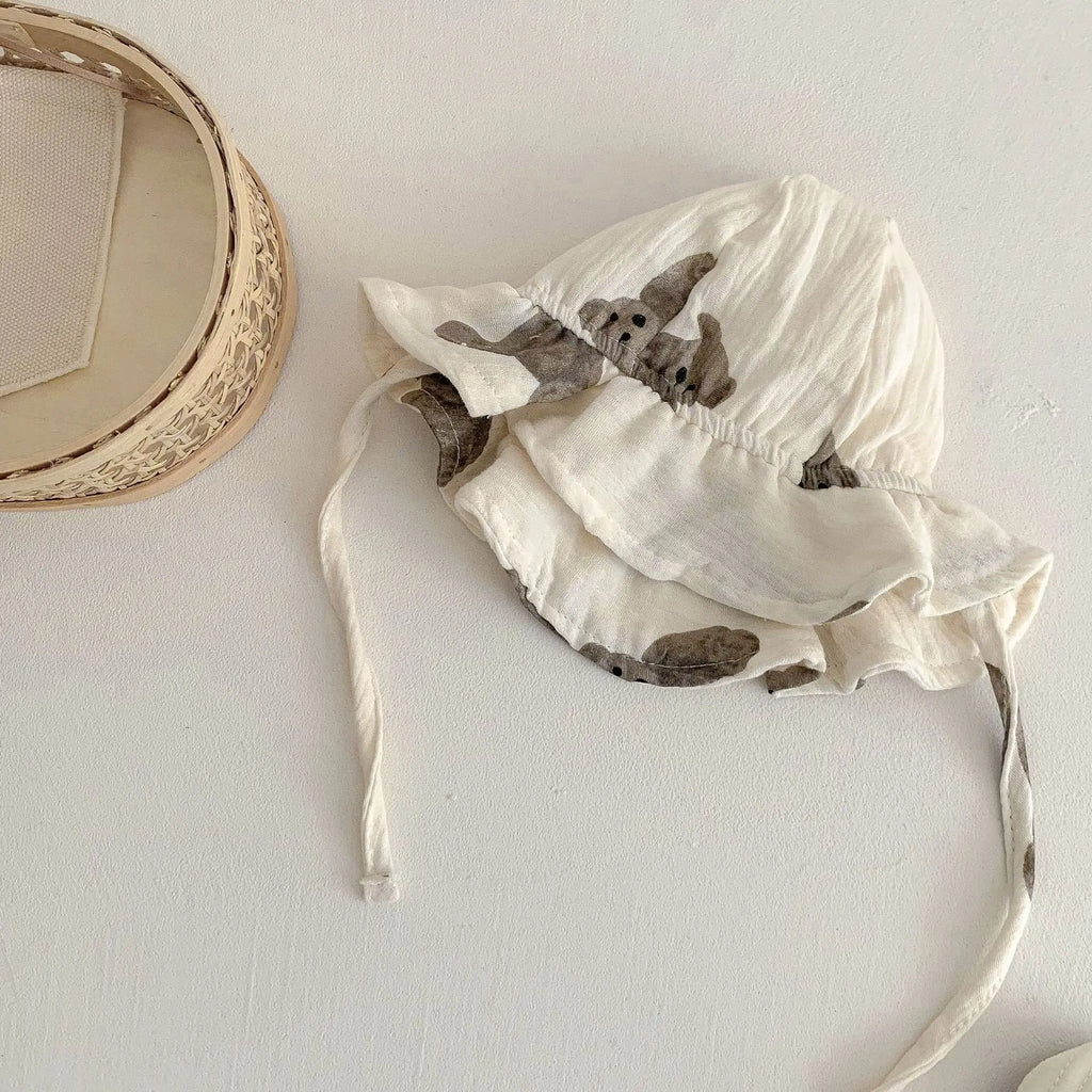 Cute Baby Bear Jumpsuit & Hat – Summer (0–18M)