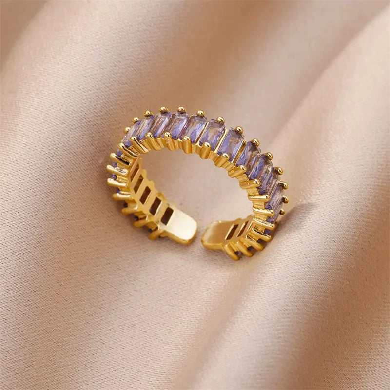 Eilieck Stainless Steel Zirconia Ring