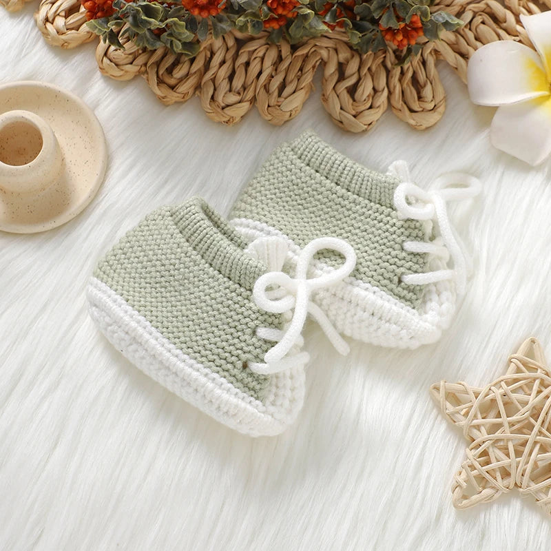 Baby Knitted Booties (0–18M) – Soft Sole Non-Slip First Walkers