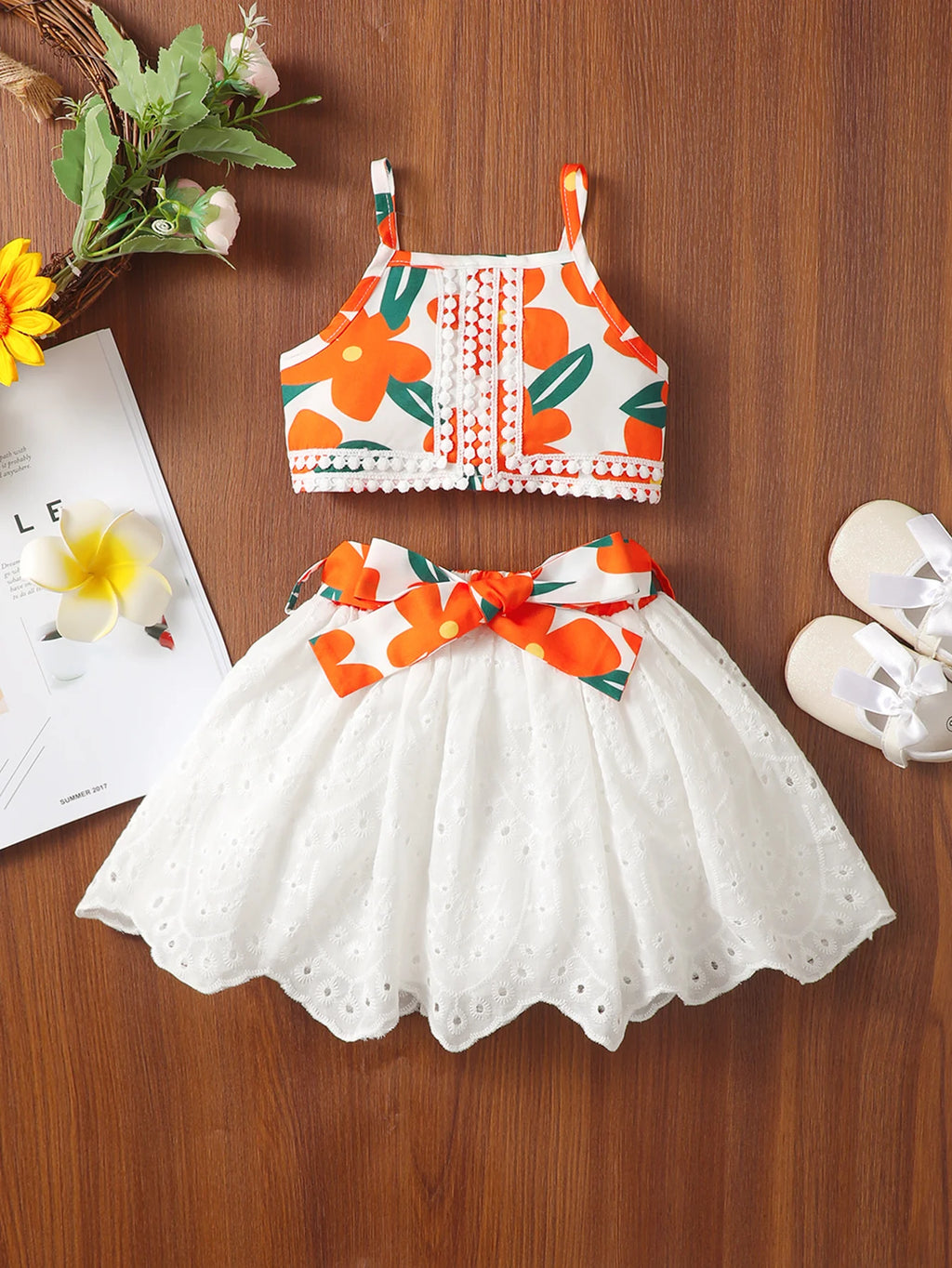 Casual Embroidered Skirt Set