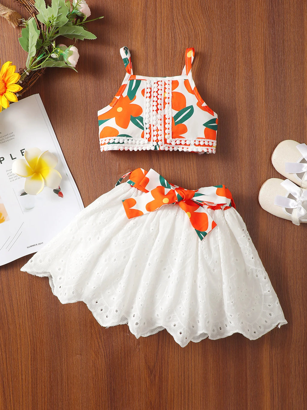 Casual Embroidered Skirt Set