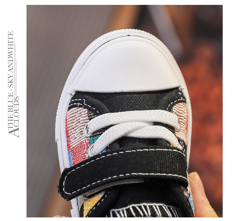 Kids’ Canvas Sneakers – Checkered Casual Shoes, Soft Sole
