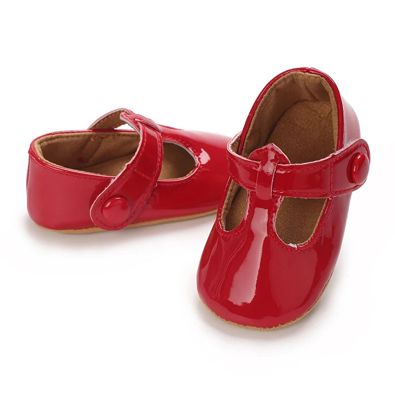 Baby Mary Jane Shoes (0–18M) – PU First Walkers with Bowknot