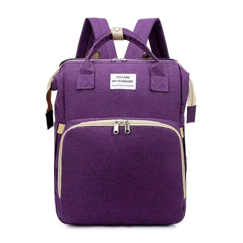 Portable Folding Mommy Bag – Large Capacity Baby Backpack with Crib for Travel & Outings