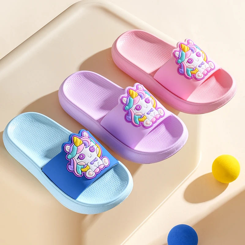 Kids Unicorn Rainbow Slippers – Non-Slip Indoor & Beach Shoes