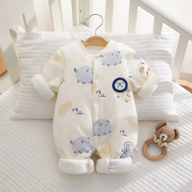 Cute Printed Baby Onesie, Thick Cotton Winter Outfit