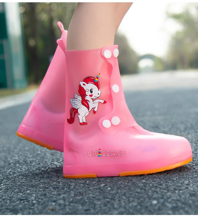 Kids’ Waterproof Rain Boots – Cartoon Animal Flat Shoes