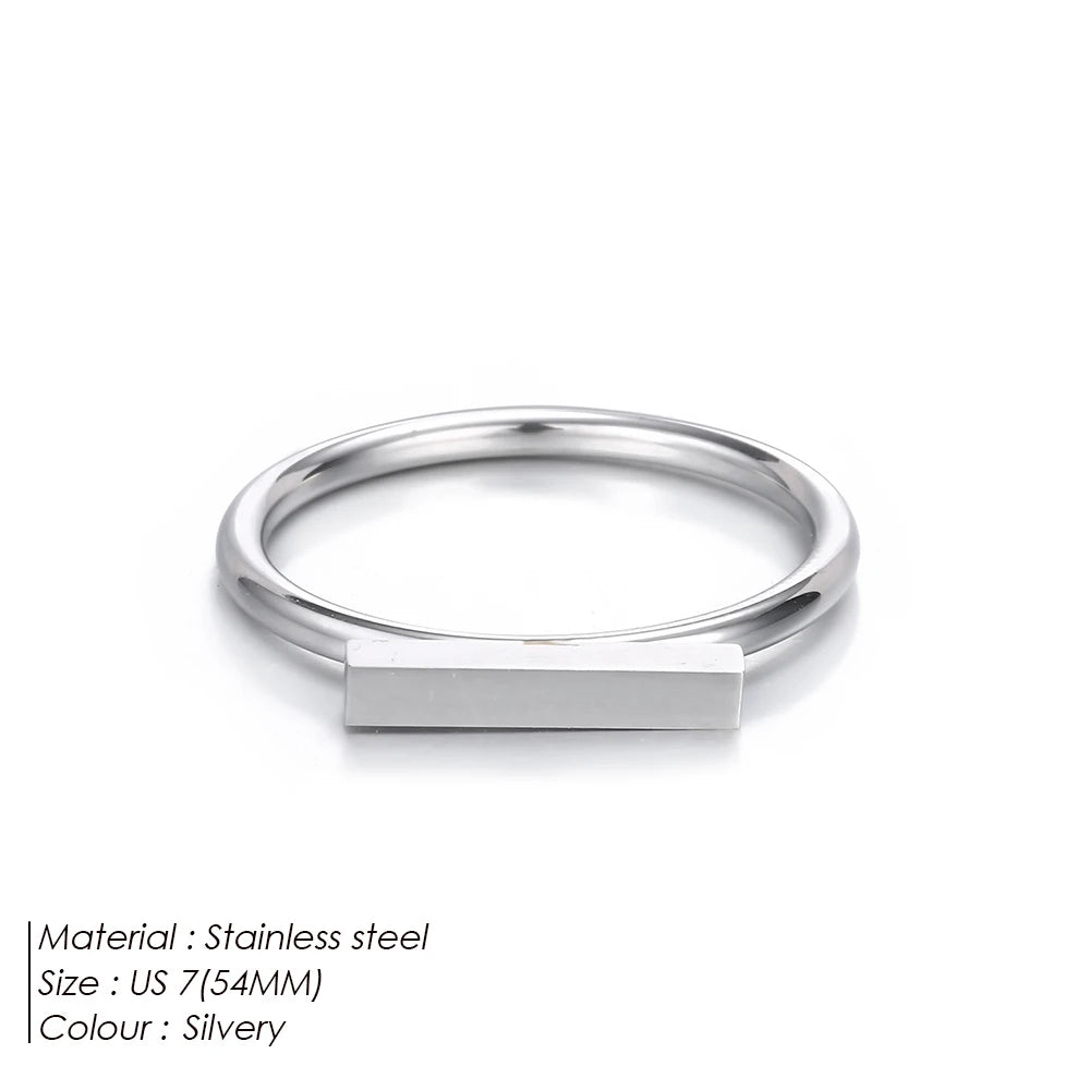 eManco Stainless Steel Gold Color Minimalist Geometric Rectangular Ring for Women Daily Commute Office Look Trendy Elegant Delic