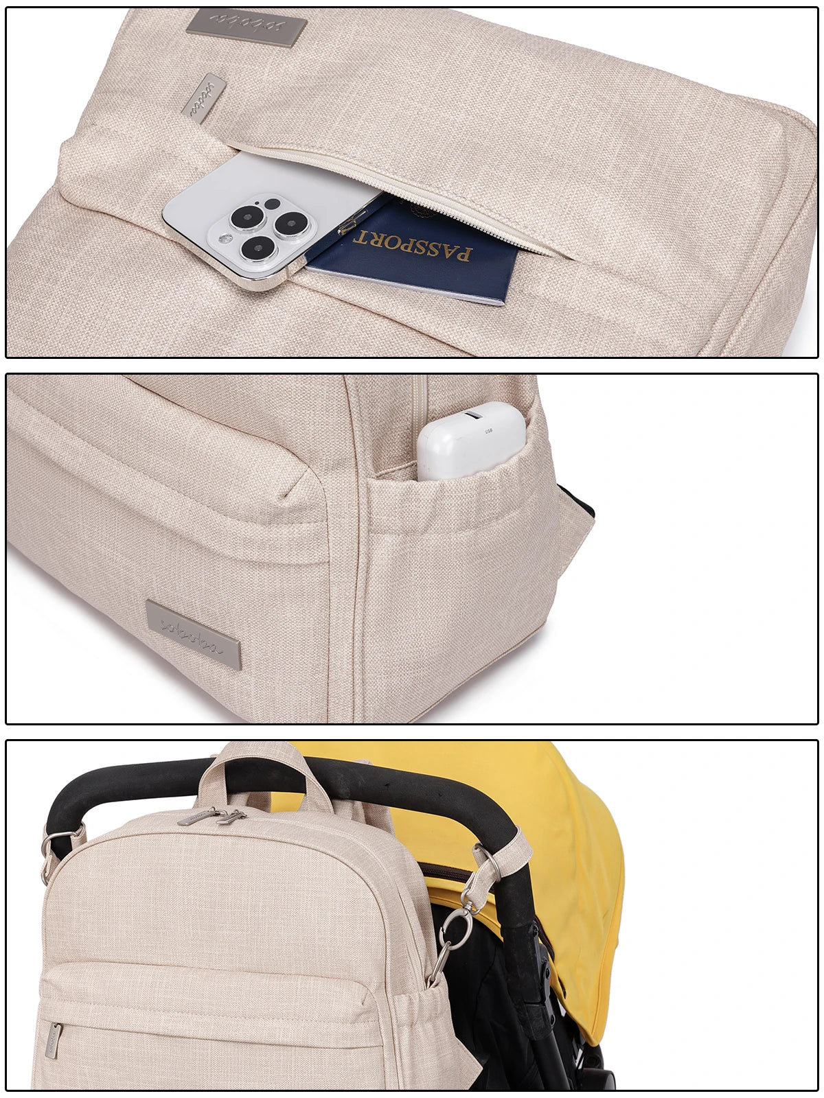 Soboba Stylish Waterproof Diaper Bag – Large Capacity Multi-Functional Backpack with 2 Straps