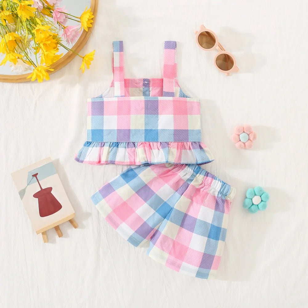 Baby Girl Summer Strap Shorts Set
