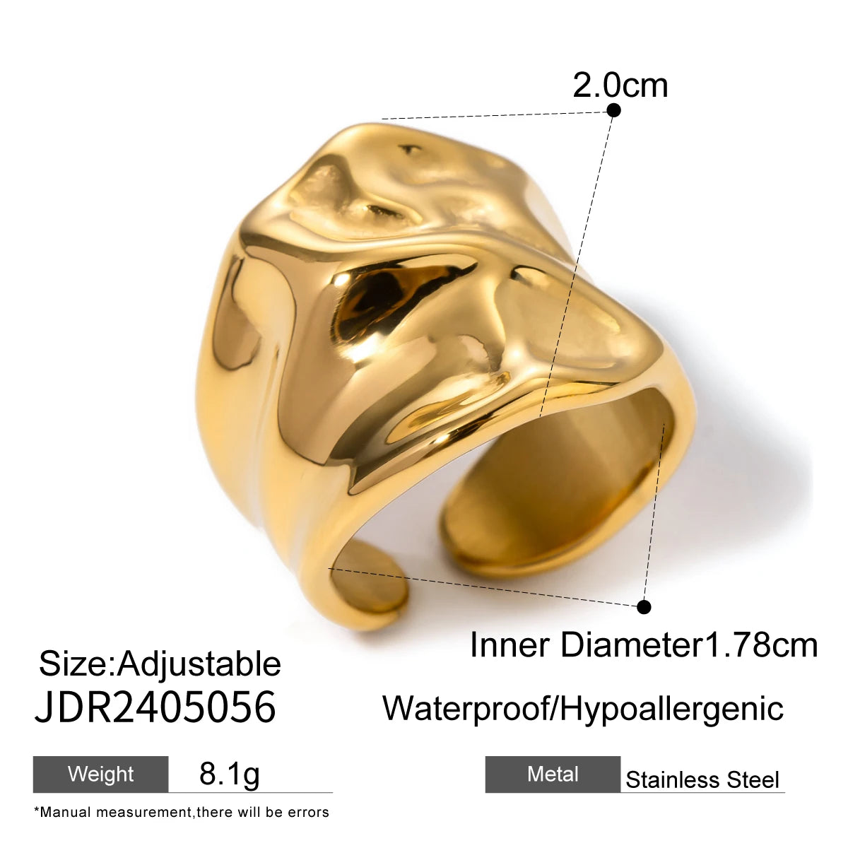 Gold Stainless Steel Hollow Ring