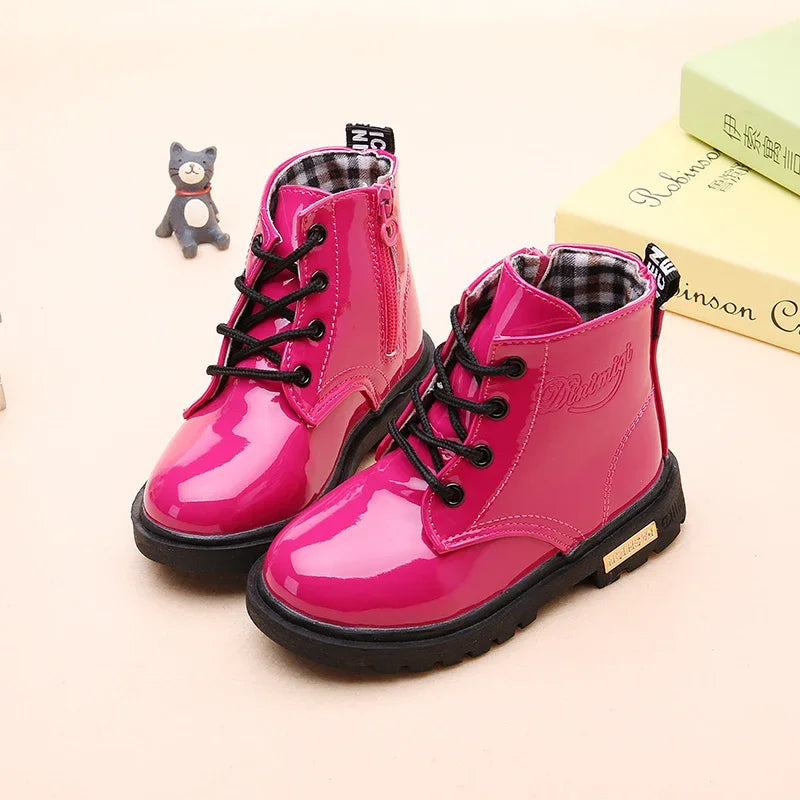 Girls’ PU Leather Winter Boots