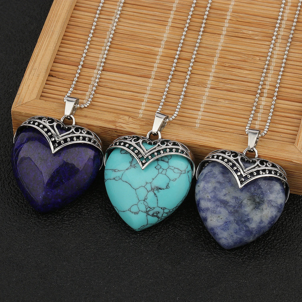 1Pcs Love Heart Charms Stone