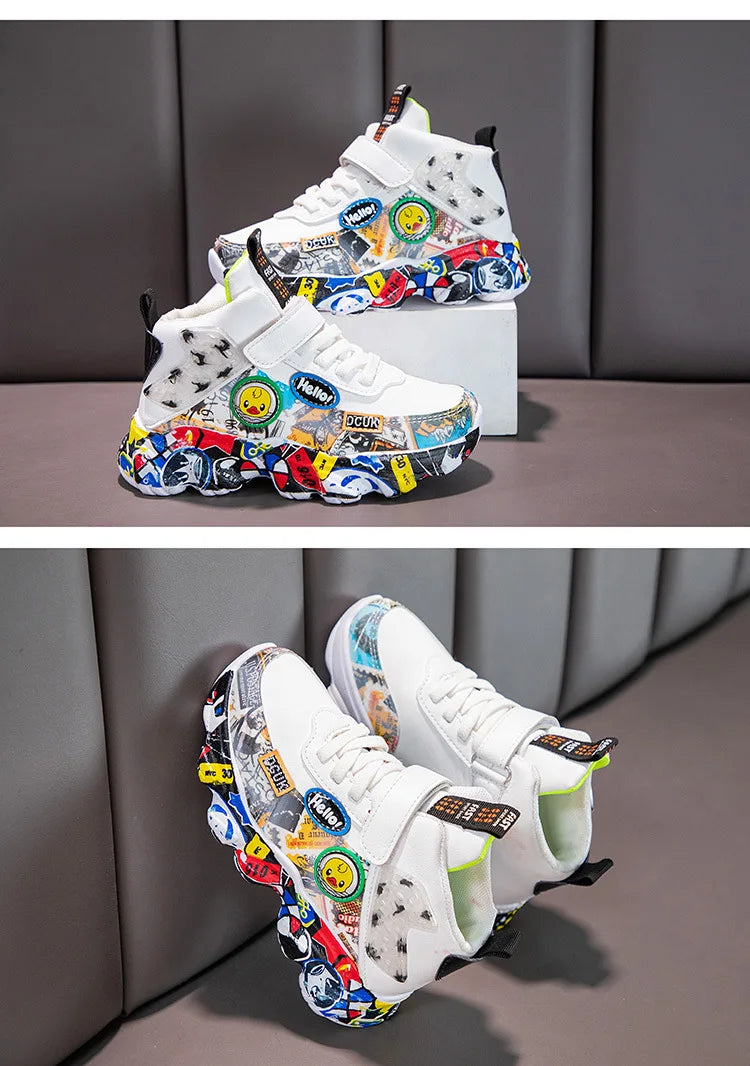 Kids Cartoon Sports Sneakers – Casual Basketball Shoes (26–36)