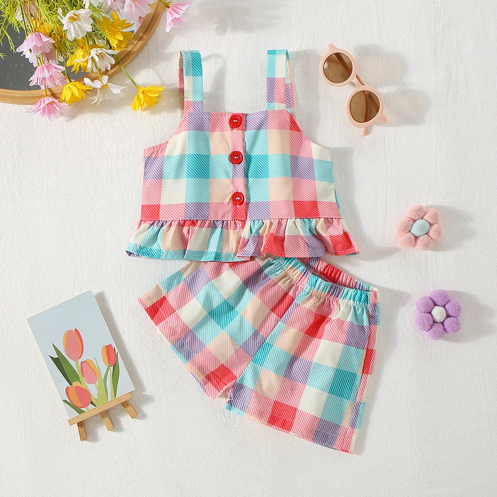 Baby Girl Summer Strap Shorts Set