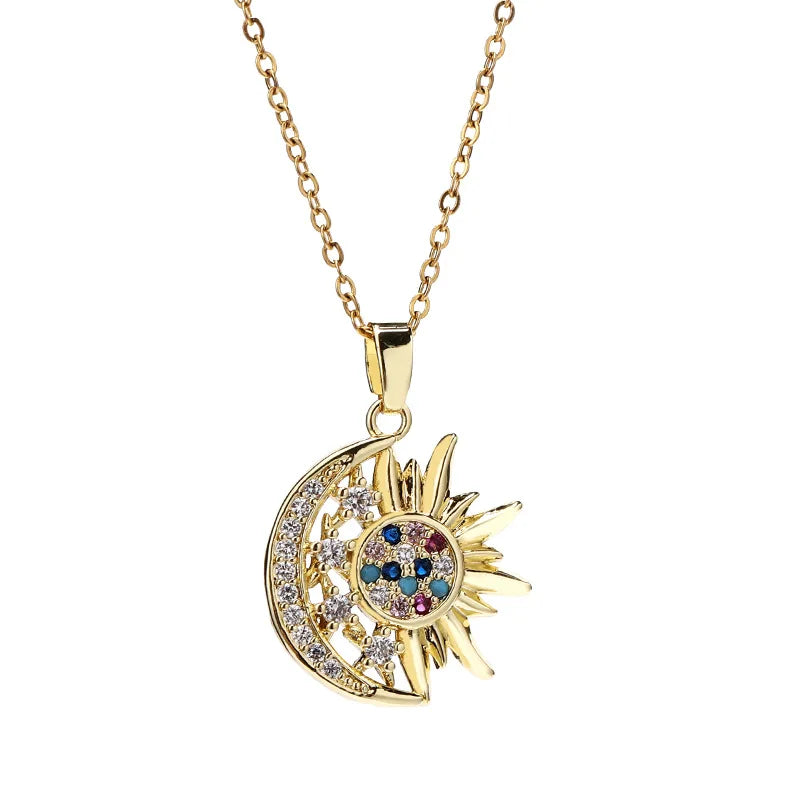Stainless Steel Sun Moon Necklace