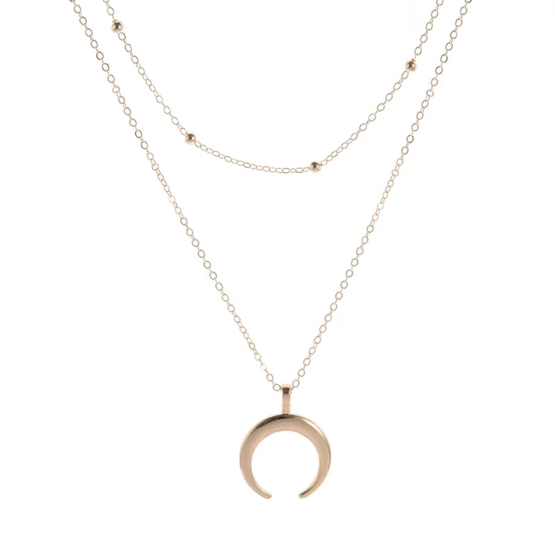 Fashion Gold Color Double Layer Moon