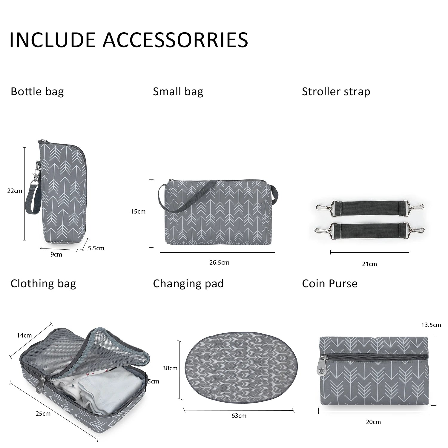 7pcs Nappy Changing Bag Set – Multifunctional Tote, Shoulder & Travel Diaper Bag